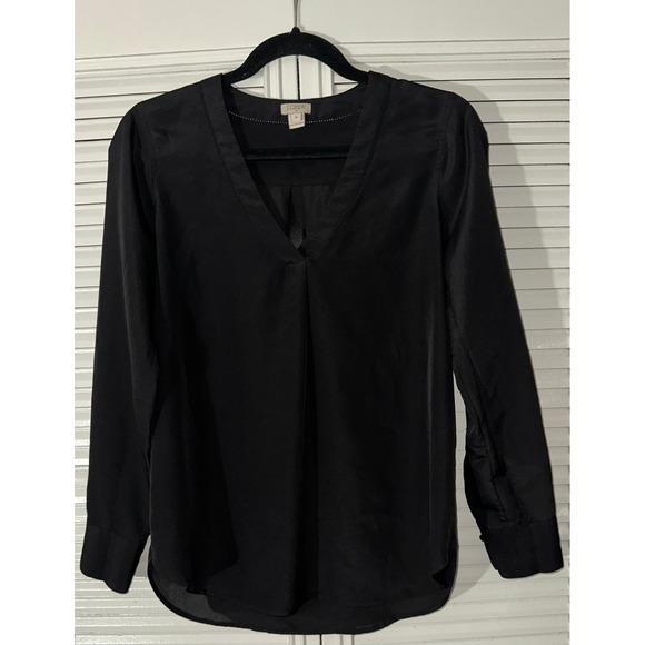 J. Crew Eyelet V-Neck Long Sleeve‎ Blouse Size XS - Picture 1 of 6